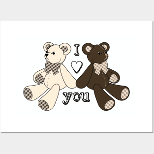 Teddy bear in love vintage style Posters and Art